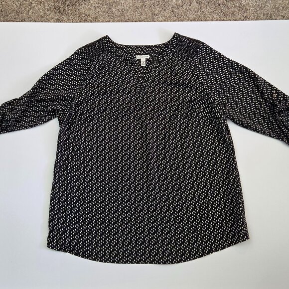 NWT - Croft & Barrow Black & White Printed Blouse, Size 1X - Picture 7 of 9